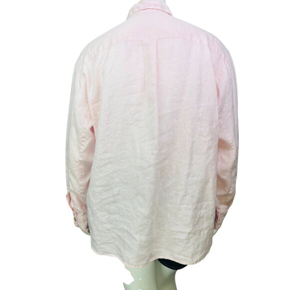 Bryn Walker Womens Linen Shirt Top Long Sleeve Button Front Pink Plus Size 1X - Picture 6 of 13